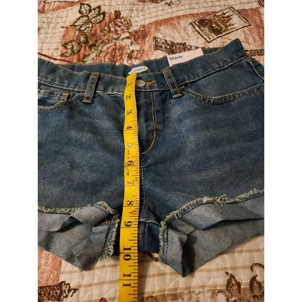 Old Navy Girls Denim Blue Jeans Shorts Adjustable Waist‎ Pockets Size 14